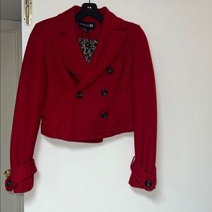 Forever 21 Red Double-Breasted Jacket